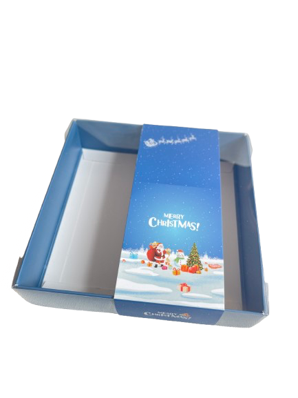 Clear Lid Boxes with Santa & Snowman ‘Merry Christmas’ Sleeve – Available in 5 Sizes