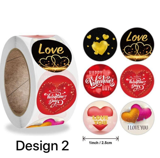 Valentines Design Stickers - 2.5cm(1inch )