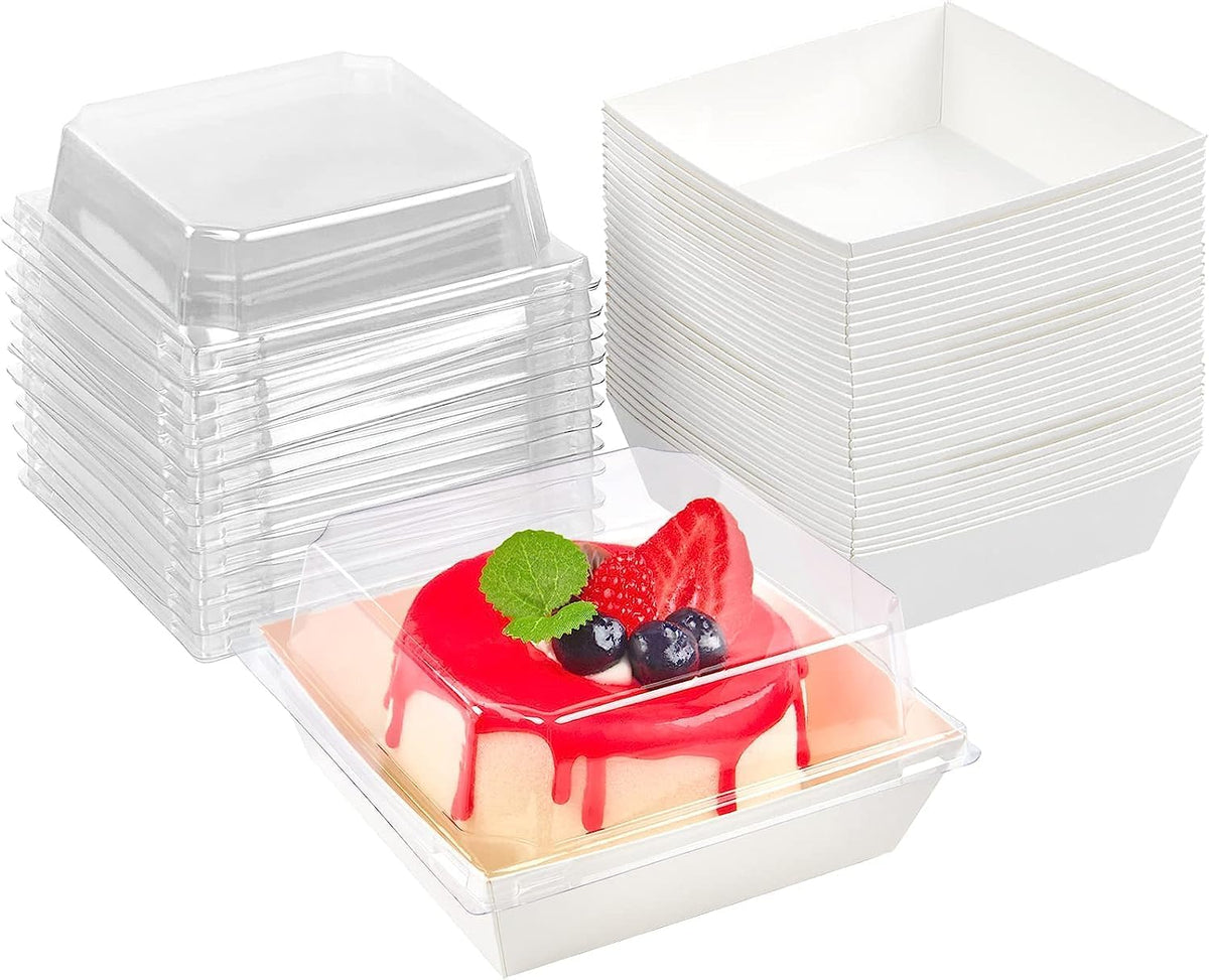 Treat Bakery Boxes with Clear Lids – Multiple Sizes - Oil-Proof Packaging