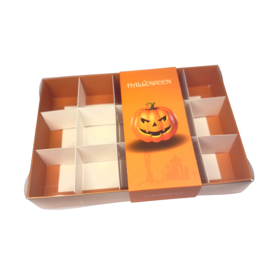 Clear lid Orange box with Orange Pumpkin sleeve - 20 x 14 x 3.5cm