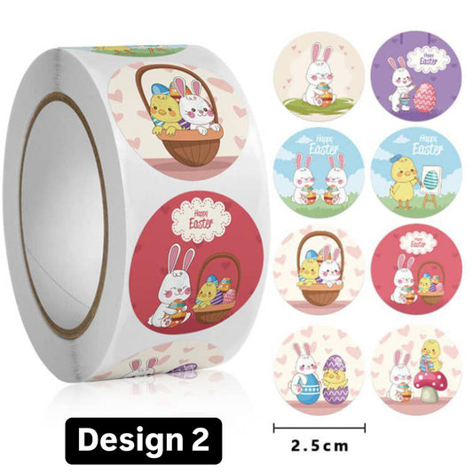Easter Design Stickers - 2.5cm(1inch ) Full Roll - 3 Designs