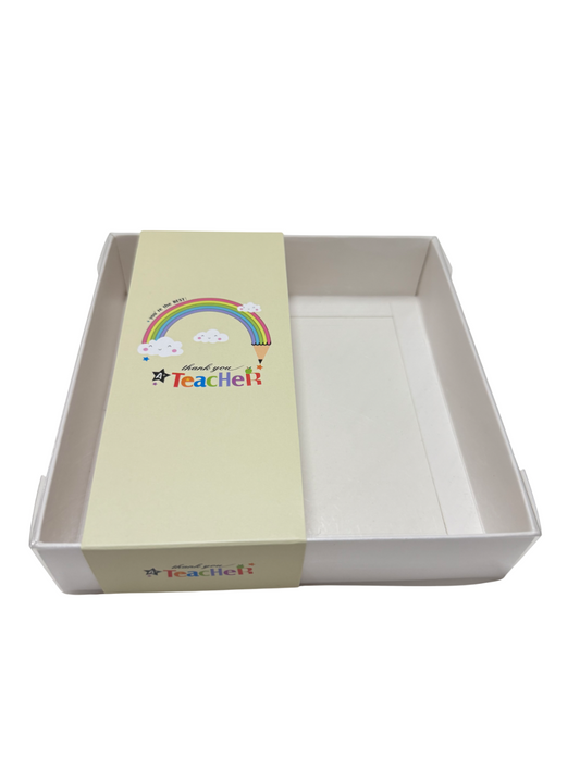 Clear Lid Box With Thank You Teacher Sleeve - 15 x 15 x 3.5cm