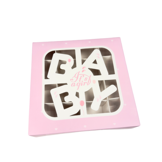 Baby 'Its a girl' Window Box With Inserts - 15x15x3.5cm