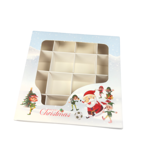 Football With Santa Window Boxes With Inserts - 15x15x3.5cm