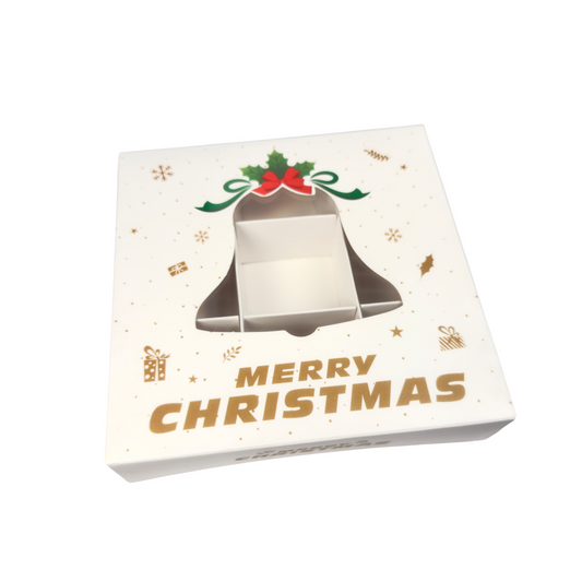 White Christmas Bell Shape Window Box With Inserts – 15x15x3.5cm