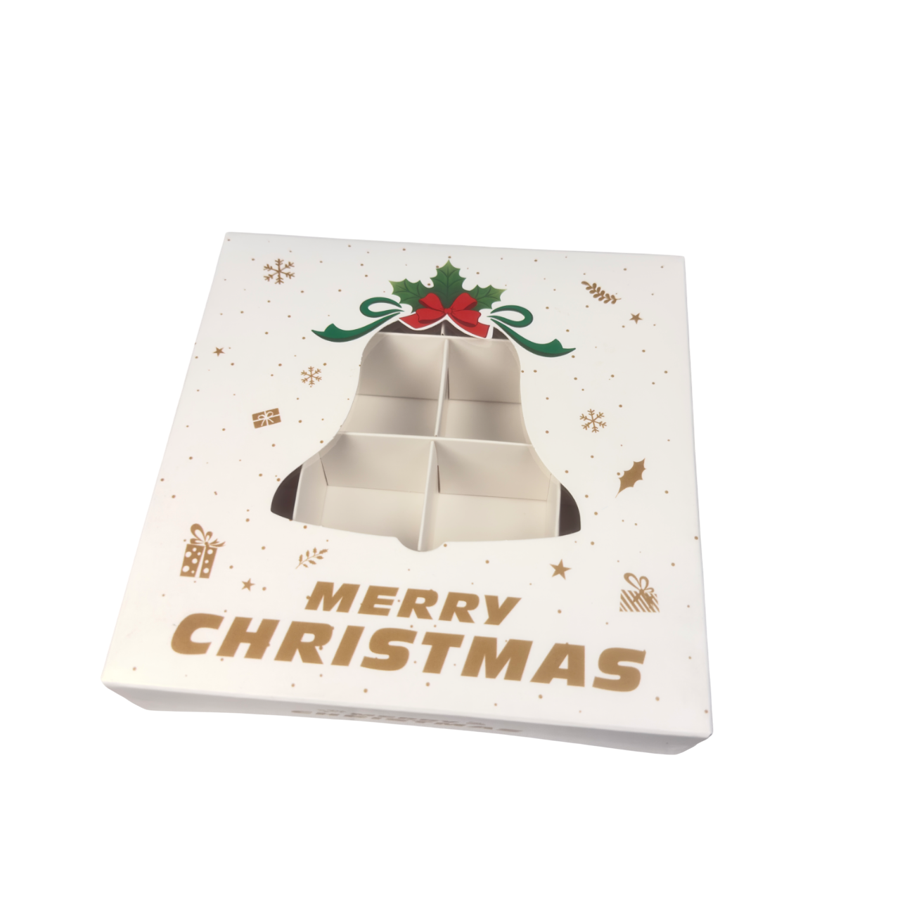 White Christmas Bell Shape Window Box With Inserts – 15x15x3.5cm