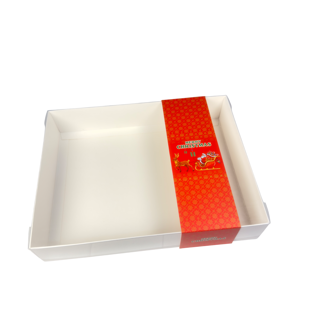 Clear lid box with Red Santa sleeve - 26 x 20 x 5cm