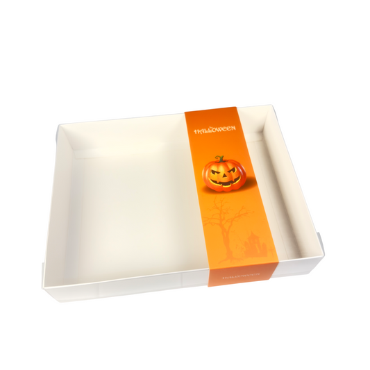 Clear Lid Box with Orange Halloween Sleeve - 26 x 20 x 5cm