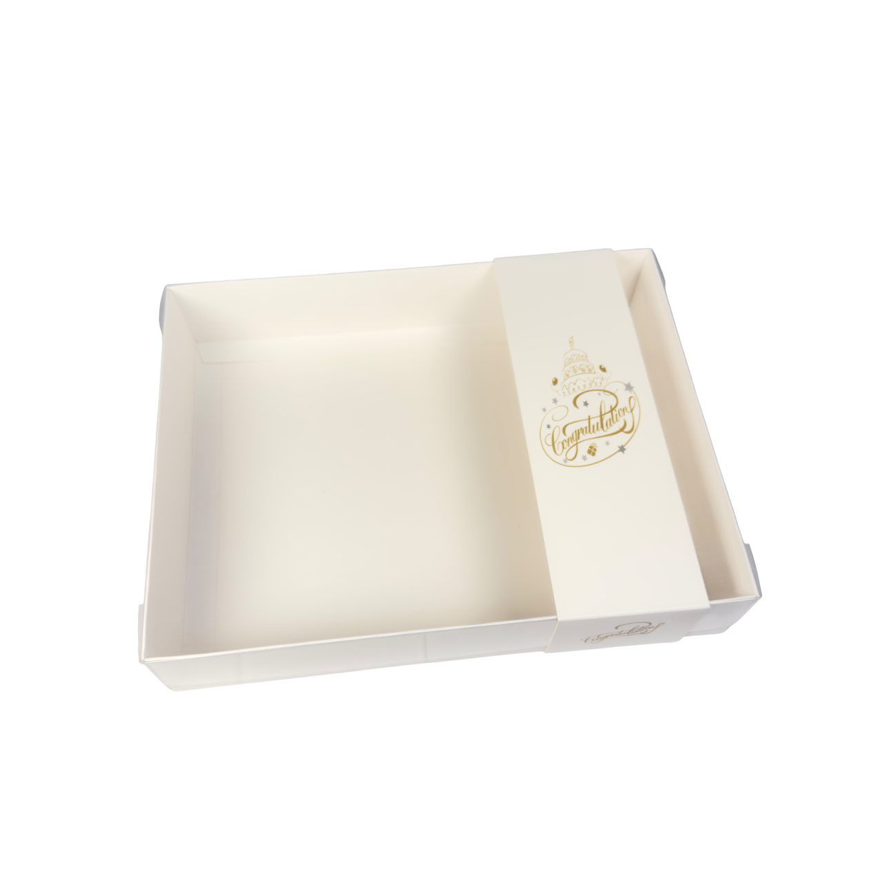 Clear lid White box with Congratulations sleeve - 26 x 20 x 5cm