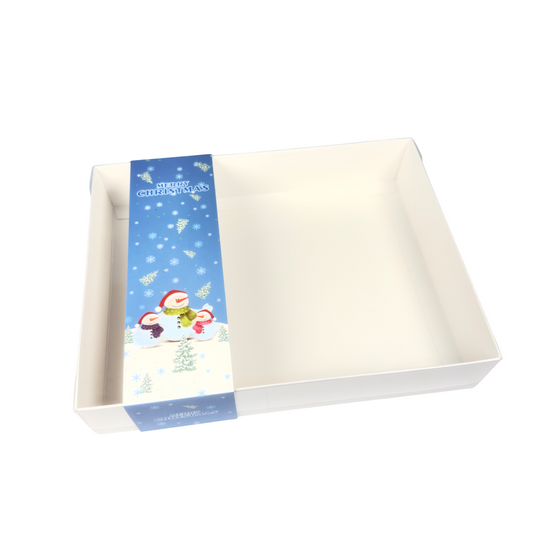 Clear lid box with Blue Snowman sleeve - 30 x 22 x 5cm