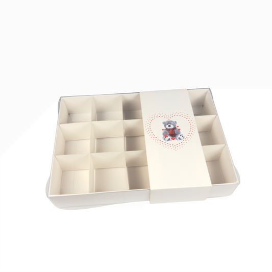 Clear Lid Box With Valentine Teddy sleeve - 20 x 14 x 3.5cm