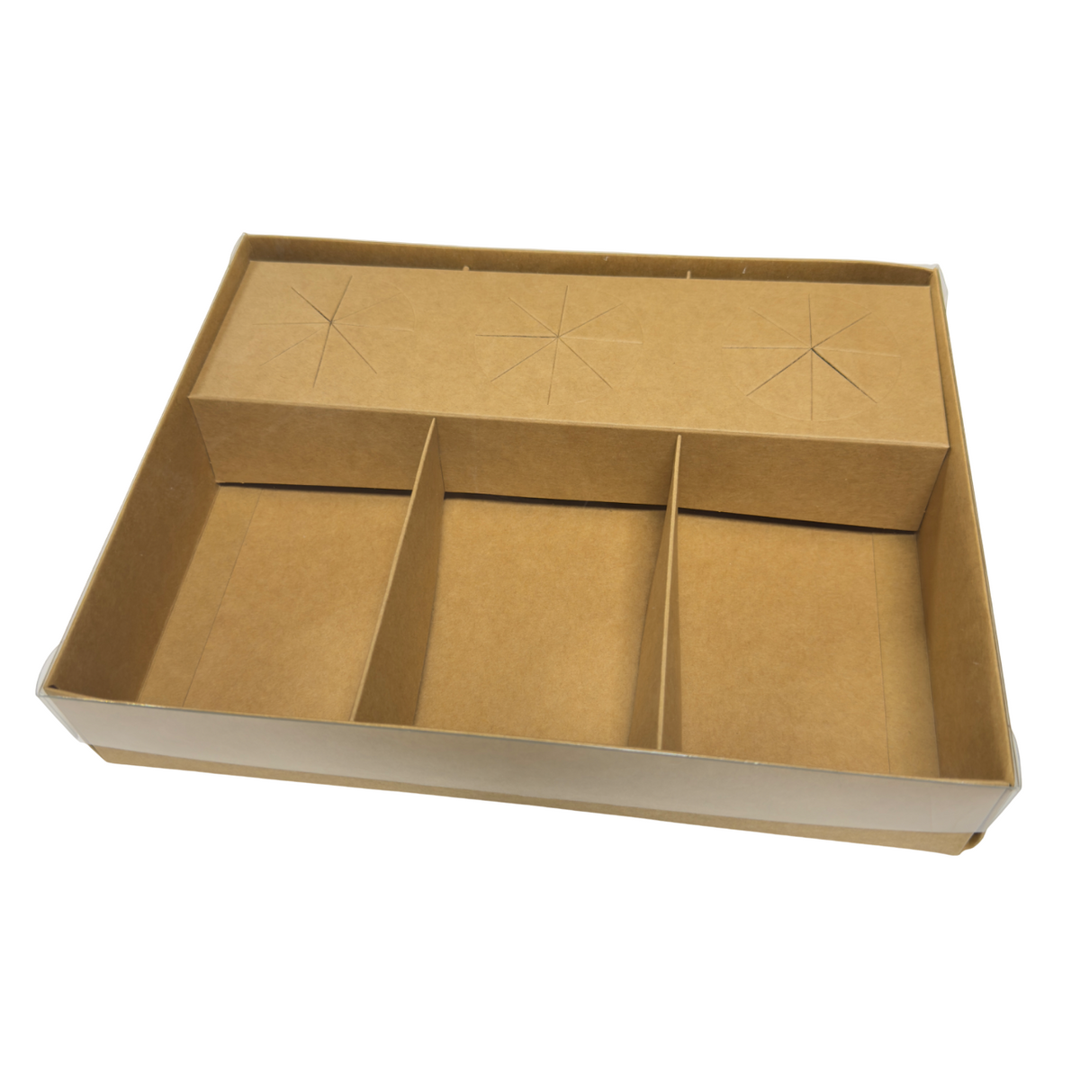 Clear Lid Fondue/Dipping Box 3 section - 26x20x5cm