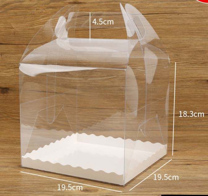 Clear Cake Box With Handle - 19.5x19.5x14/18.3cm - Fits 6/7 inch Cake