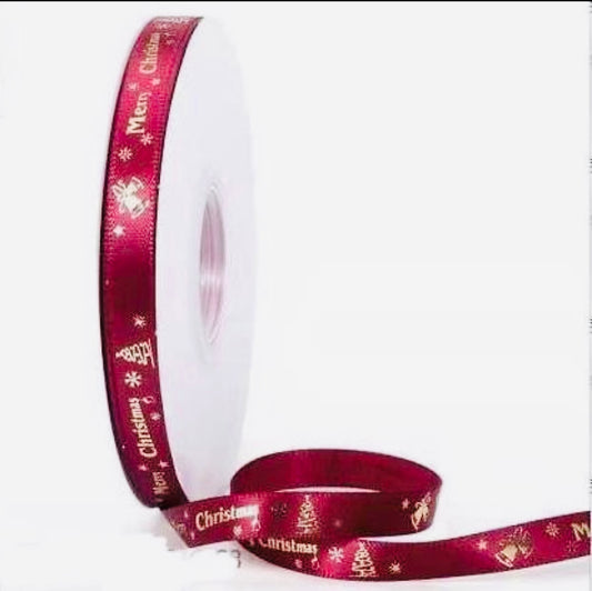 Red/Wine 'Merry Christmas' ribbon
