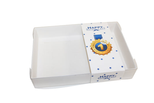 White Clear lid Box With Happy Fathers Day Sleeve - 20 x 14 x 3.5 cm
