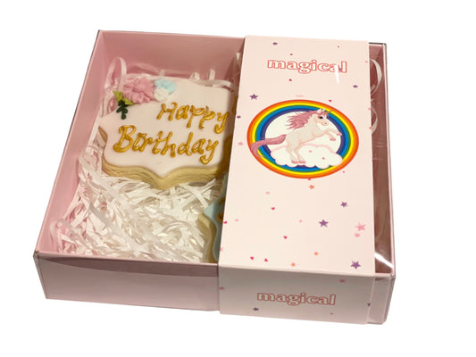 Clear Lid Pink Box with Unicorn Sleeve - 15 x 15 x 3.5cm