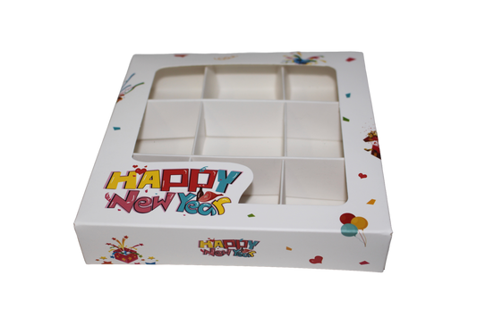 Empty Happy New Year Boxes with inserts - 15x15x3cm