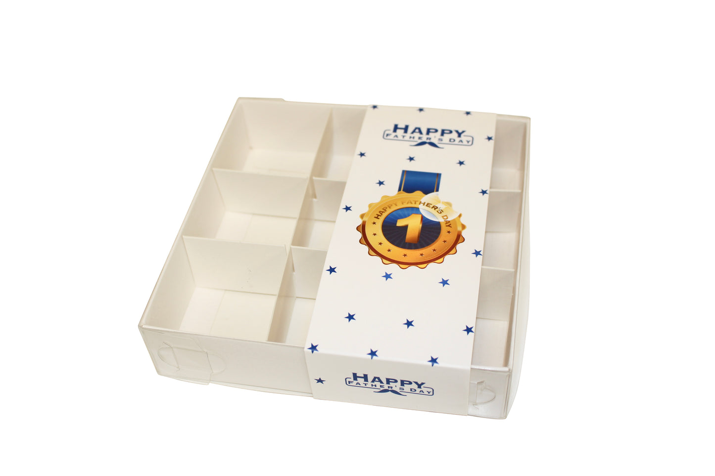 Clear Lid Box With Happy Fathers Day sleeve - 15 x 15 x 3.5cm