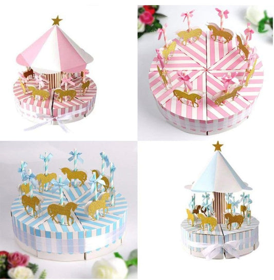 Blue carousel with fillable boxes