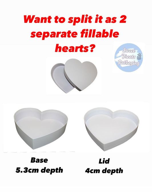 Fillable White Heart shape box with lid