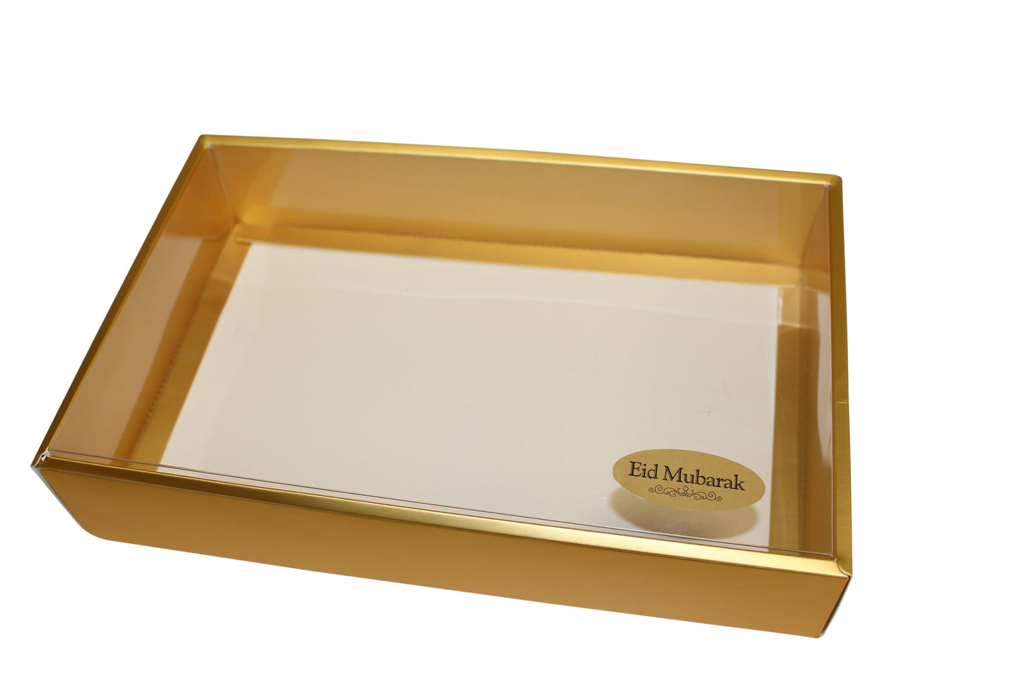 Luxury Clear Lid Presentation Box with Gold or Red Border – 27.8 x 17.8 x 3.5cm