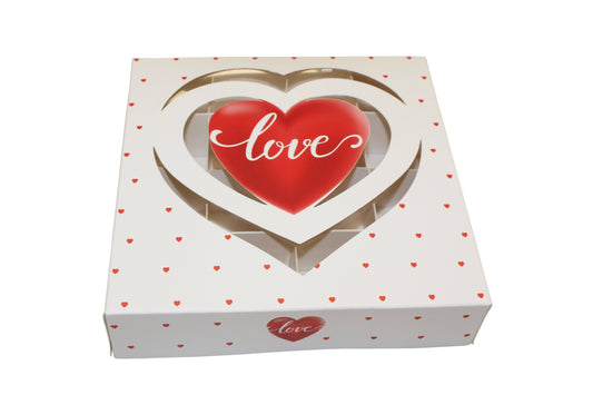 Valentines Double Heart Window Boxes with inserts - 15x15x3.5cm