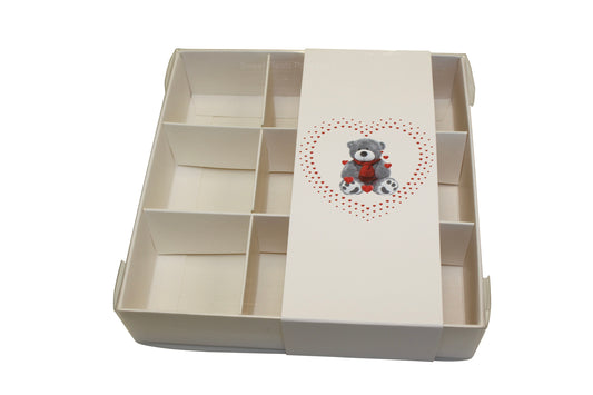 Clear lid box with Valentine Teddy sleeve - 15 x 15 x 3.5cm