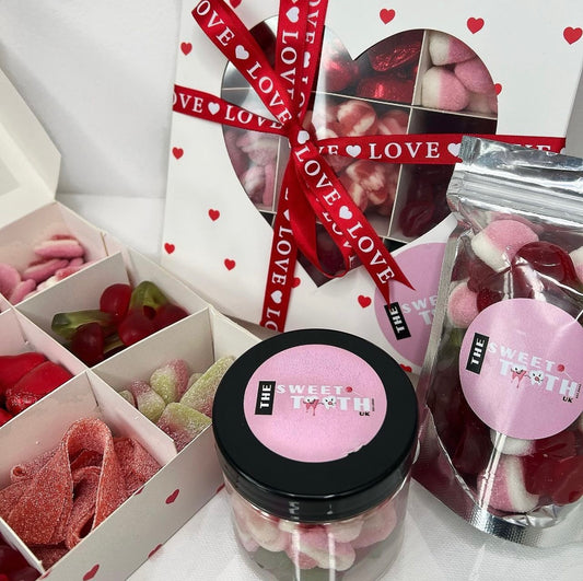 Large White with Red hearts window section boxes - 18x18x5cm