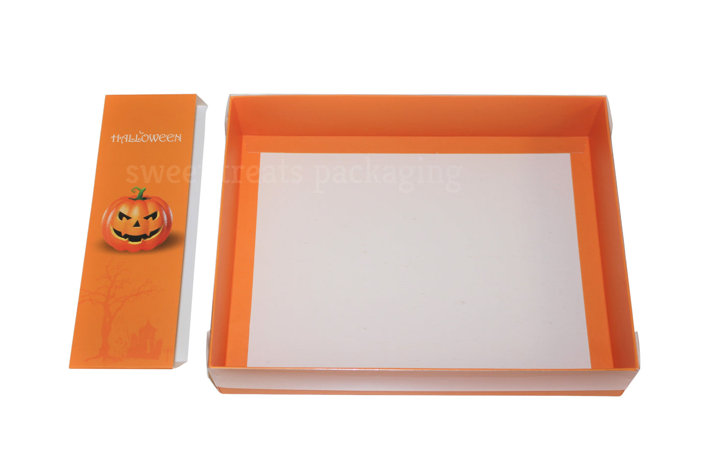 Clear Lid Box with Orange Halloween Sleeve - 26 x 20 x 5cm
