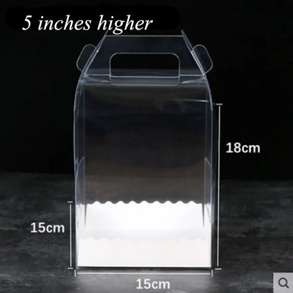 Clear Cake Box With Handle - 15x15x12/18cm - Fits 5 Inch Cake