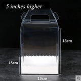 Clear Cake Box With Handle - 15x15x12/18cm