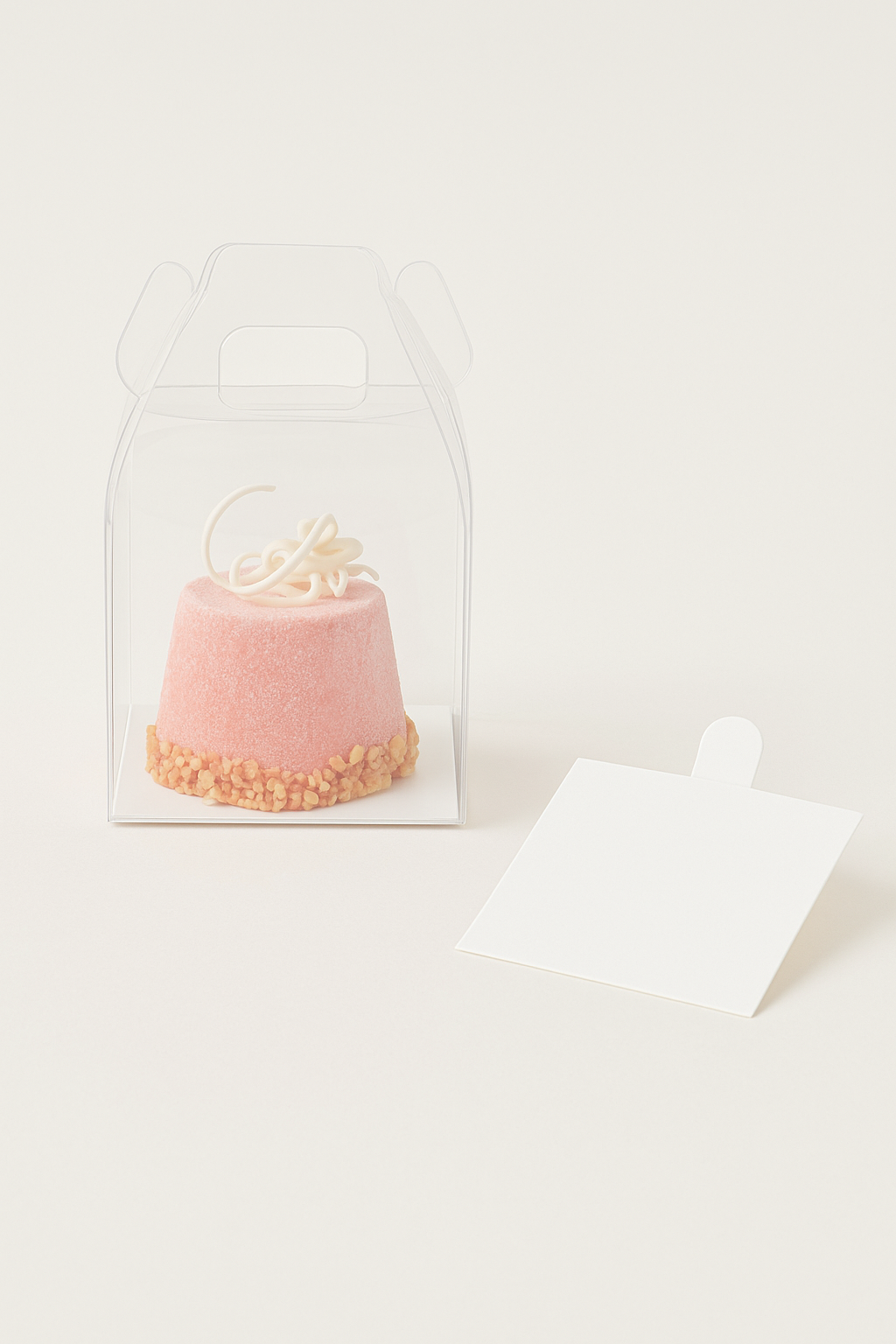 Clear Favour Cake Box With Handle - 8x8x8cm