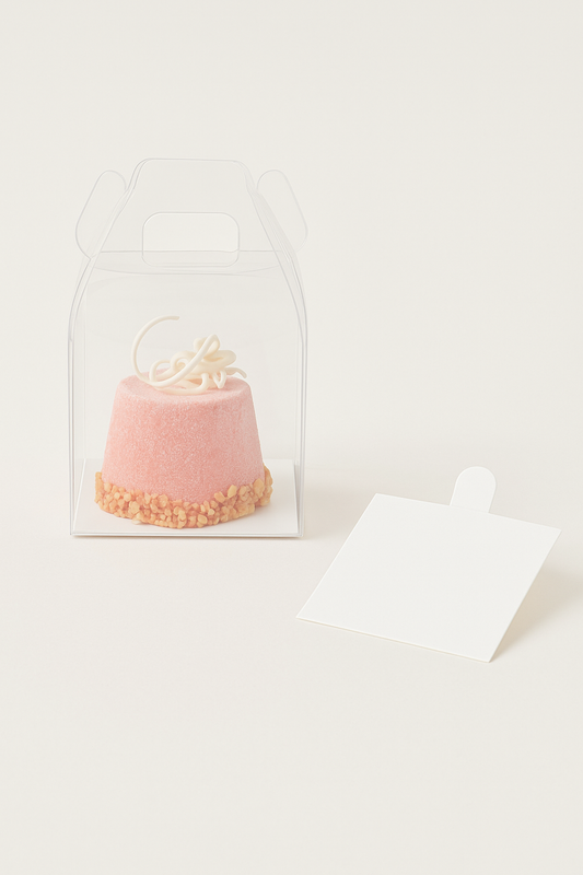 Clear Favour Cake Box With Handle - 8x8x8cm