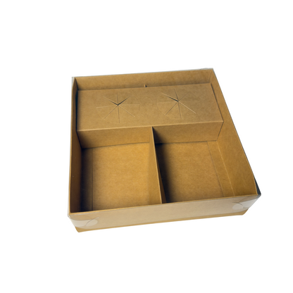 Clear Lid Small 2-Section Fondue/Dipping Box - 20x20x6cm