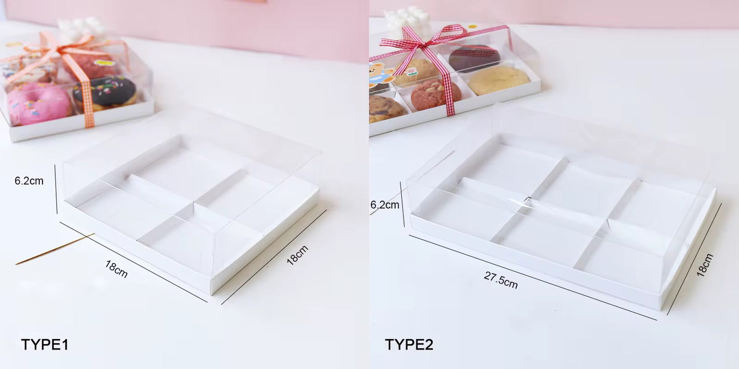 Clear Lid Donut & Brownie Box (4 or 6 Grid)