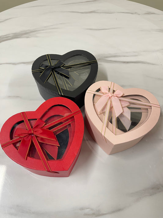 Fillable Heart Gift Boxes with Clear Window - Set of 3
