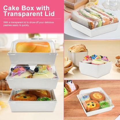 Treat Bakery Boxes with Clear Lids – Multiple Sizes - Oil-Proof Packaging