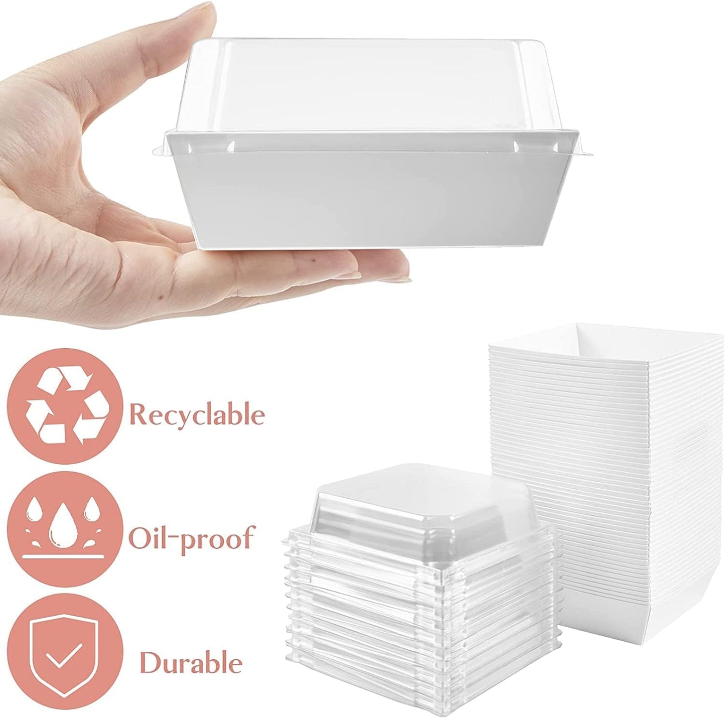 Treat Bakery Boxes with Clear Lids – Multiple Sizes - Oil-Proof Packaging
