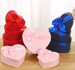 Fillable Hearts with Bow Ties Gift Boxes - Set of 3