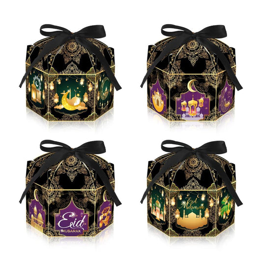 Eid Mubarak Dome Style Favour Box With Ribbon