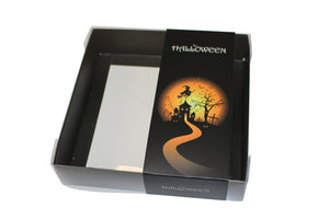 Clear Lid Box With Black Halloween sleeve - 15x15x3.5cm
