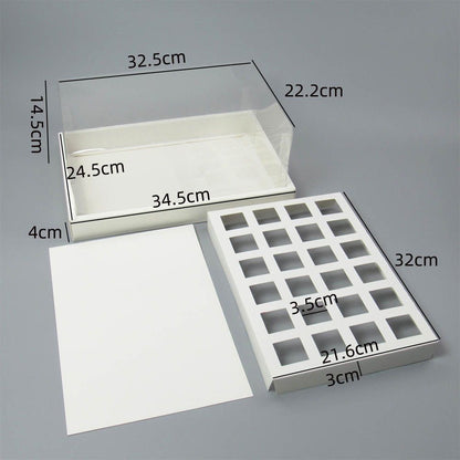 Transparent Dessert Cup/Shot Boxes with White Base (10 Pack) – 3 Sizes + Acrylic Dessert Cups Add-On