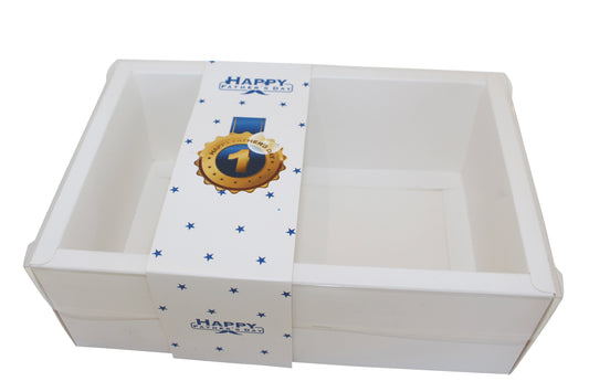 Clear Lid White Deep Border Box With Happy Fathers Day sleeve - 24 x 16 x 8 cm