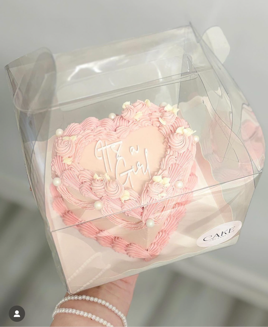 Clear Cake Box With Handle - 15x15x12/18cm - Fits 5 Inch Cake