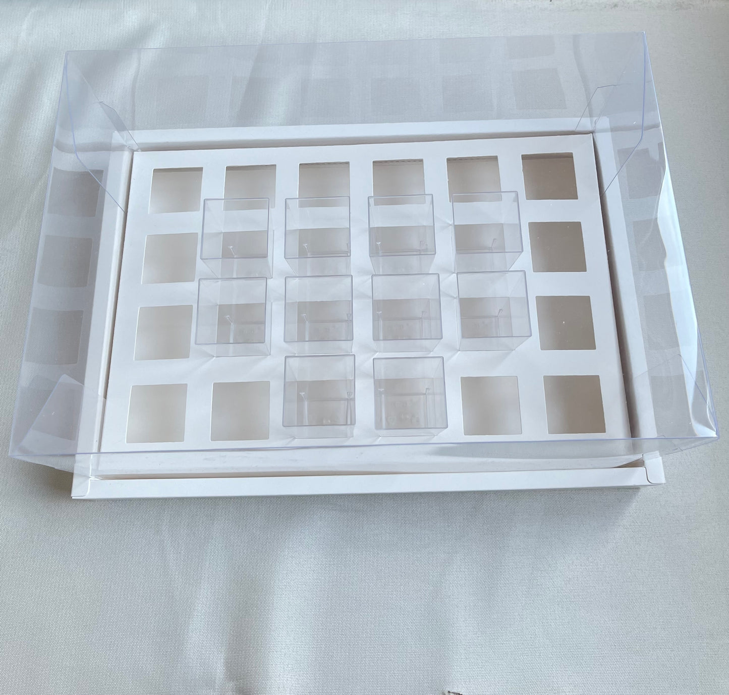 Transparent Dessert Cup/Shot Boxes with White Base (10 Pack) – 3 Sizes + Acrylic Dessert Cups Add-On