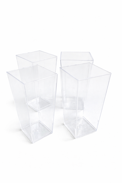 Transparent Dessert Cup/Shot Boxes with White Base (10 Pack) – 3 Sizes + Acrylic Dessert Cups Add-On