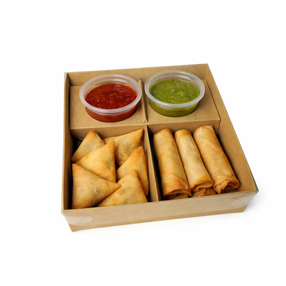 Clear Lid Small 2-Section Fondue/Dipping Box - 20x20x6cm