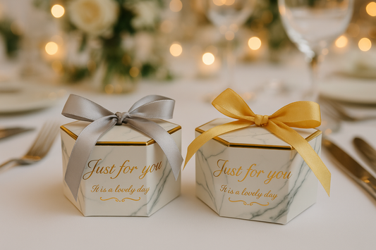 Hexagon wedding favour boxes