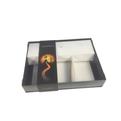 Clear Lid Fondue/Dipping Box 3 section with Halloween Sleeve- 26x20x5cm