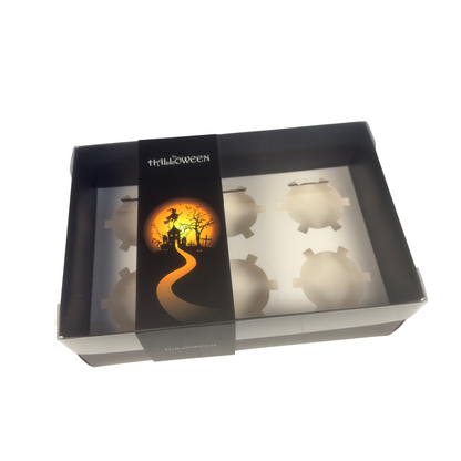 Clear Lid Deep Box With Black Haunted House Halloween Sleeve - 24 x 16 x 8 cm